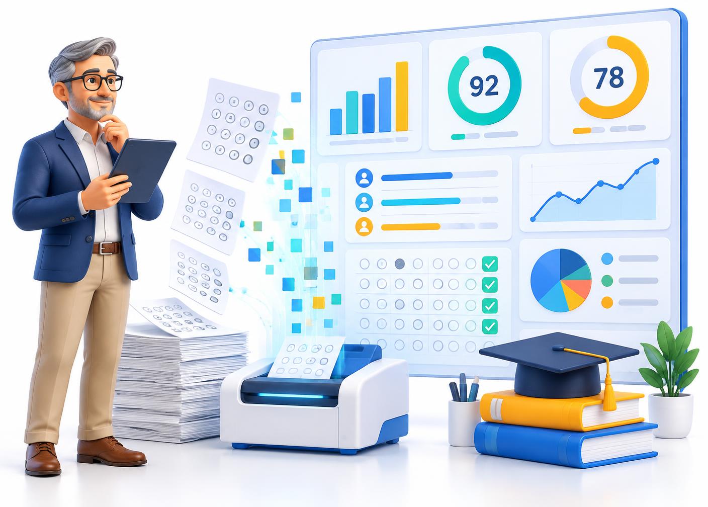 Faculty member reviewing examination analytics